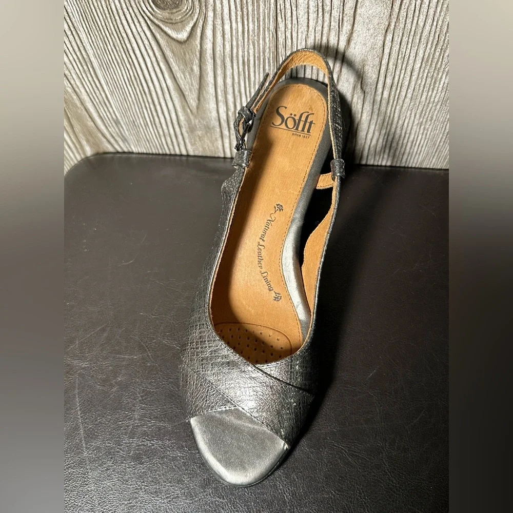 NWOB Söfft Pewter Slingback Heels Sz 11